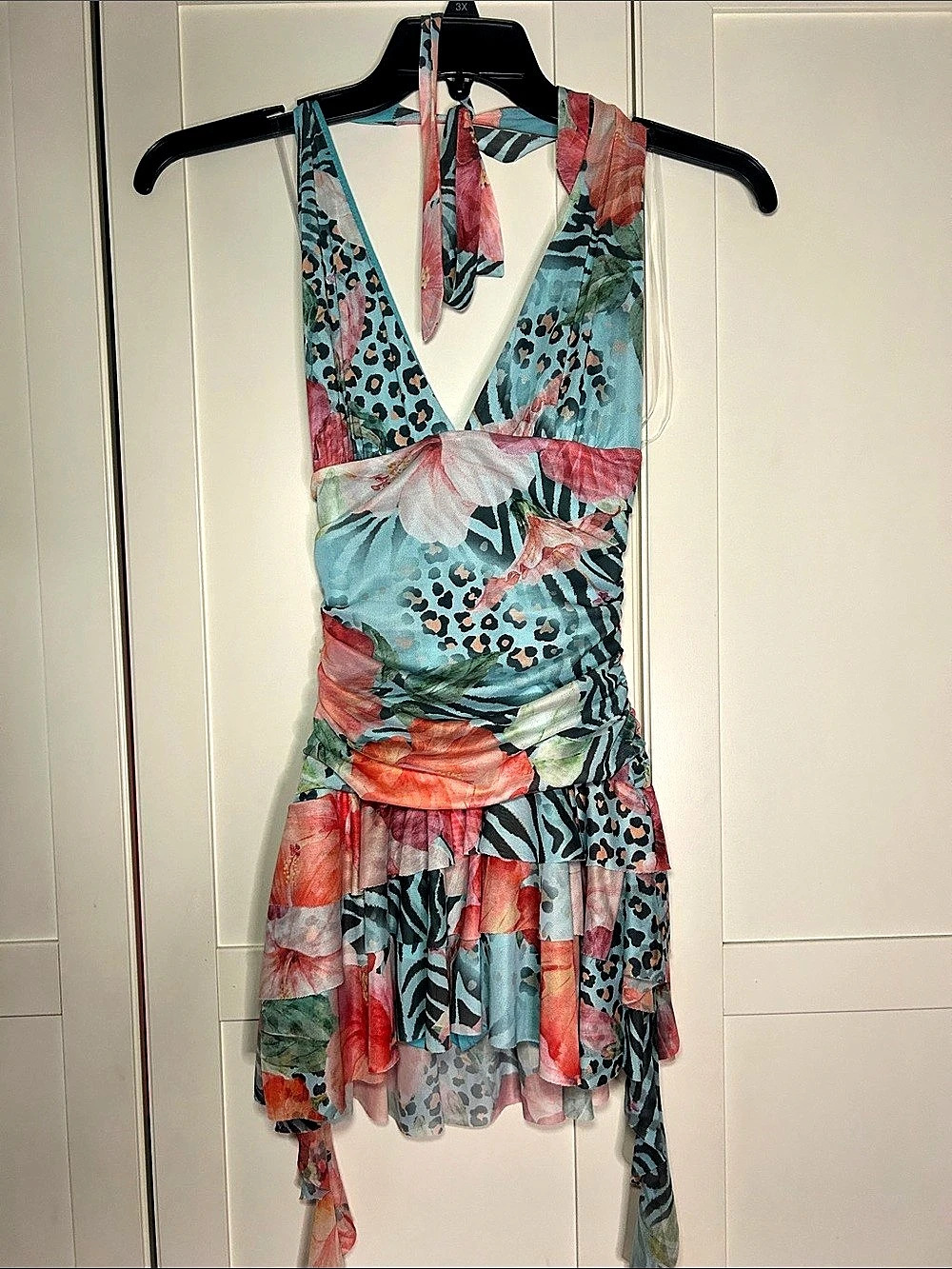 Windsor Leopard and Floral Halter Top Romper/ Jumpsuit NWT